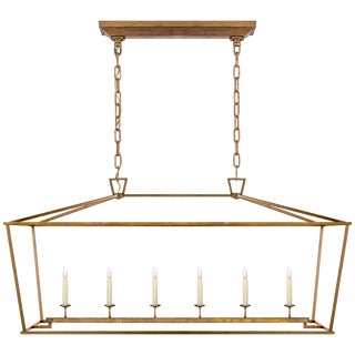 Chapman & Myers for Visual Comfort Signature Darlana Large Linear Lantern in Gilded Iron For Sale