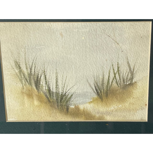 Contemporary watercolor on paper Seaside Dunes by Mariana Shulga, framed.