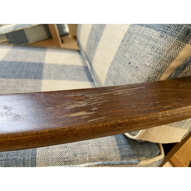 Pair of Mid-Century Lounge Chairs With Paddle Arms and Slat Back For Sale - Image 6 of 6