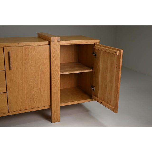 Brown Large Brustalist Oak Sideboard, Belgium, 1990s For Sale - Image 8 of 9