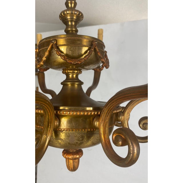 1940s Vintage 8 Light Art Nouveau Style Chandelier For Sale - Image 5 of 8