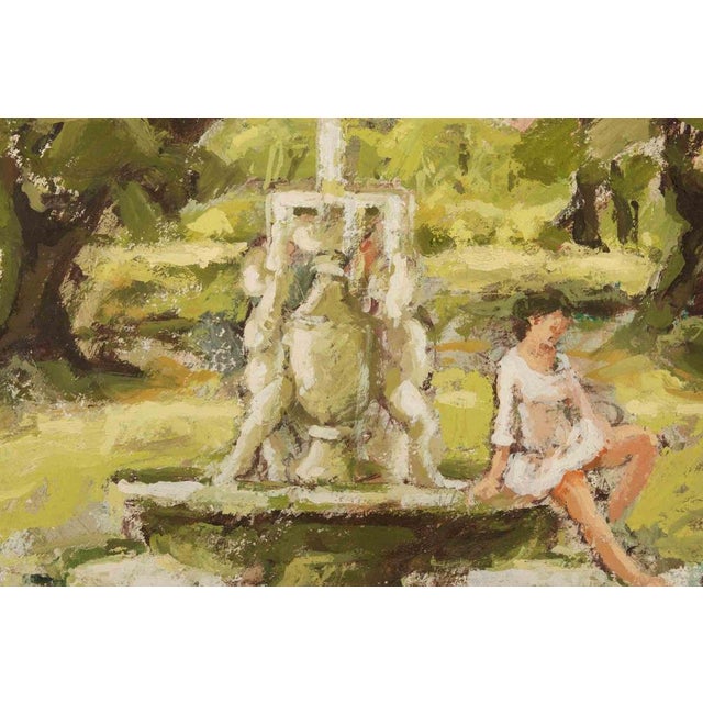 Modern Franco Marzilli, Ballerina in the Park, Oil Painting, 1970s For Sale - Image 3 of 6