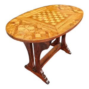 Antique Marquetry Chess Table