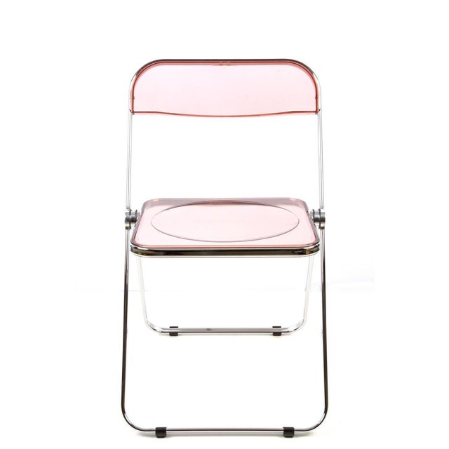 1970s Acrylic Glass Pink and Chrome Plia Chairs by Piretti for Castelli, Italy, 1970s, Set of 4 For Sale - Image 5 of 18