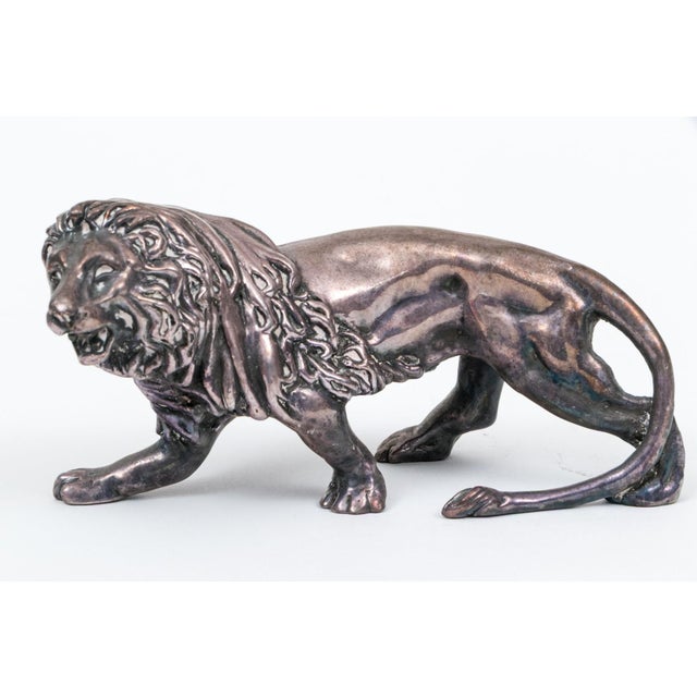 Mid 20th Century Vintage Israeli Sterling Silver Clad Lion Figurine For Sale - Image 5 of 7