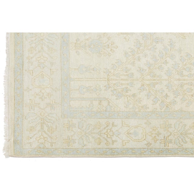 Modern Oushak Style Hand-Knotted Wool Area Rug – Pale Ivory & Soft Sage 9x12 For Sale In New York - Image 6 of 10