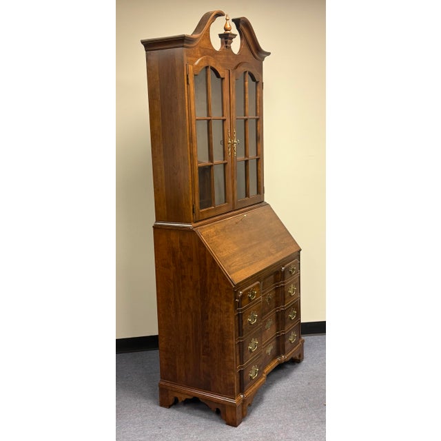 Traditional Vintage Pennsylvania House Solid Cherry Block Front Secretary Desk For Sale - Image 3 of 12