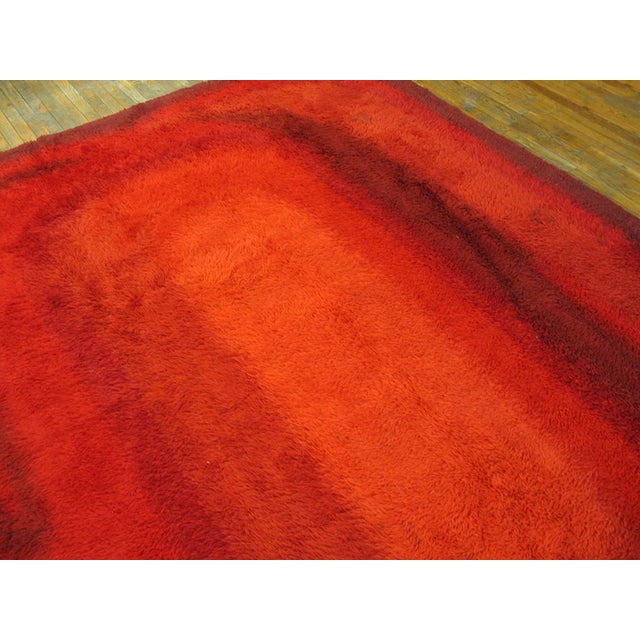 Dynamic Mid-Century With Pallet of Red Color Vintage Swedish Rya Rug ...