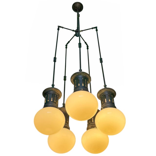 Late 20th Century American Five-Arm Chandelier For Sale - Image 9 of 13