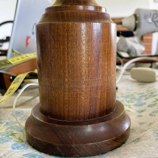 Mid-Century Wood Wooden & Bubble Glass Buffet Table Lamp, 1970s For Sale - Image 11 of 16