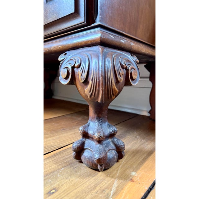 1920s Antique 1920s Chippendale Revival Carved Walnut Secretary Desk For Sale - Image 5 of 5