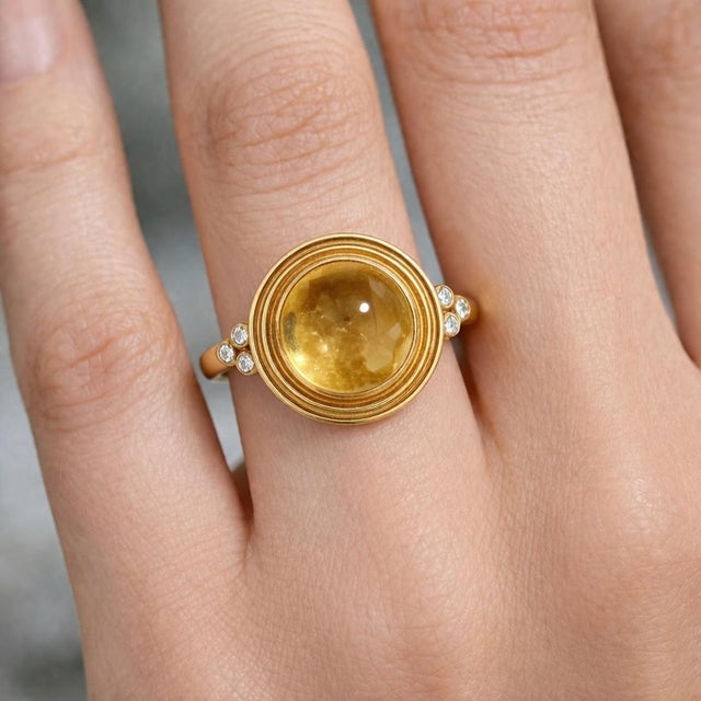 Not Yet Made - Made To Order Vintage Inspired Citrine and Topaz Ring in Silver, Gold, Size 6 For Sale - Image 5 of 5