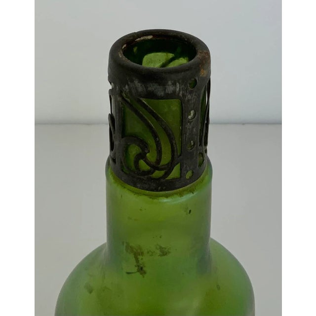 Modern Antique Loetz Green Dimple Art Glass Vase For Sale - Image 3 of 5