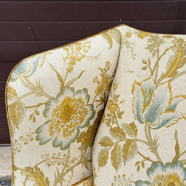 Wood Vintage Drexel Heritage Chippendale Style Wingback Lounge Chair For Sale - Image 7 of 11