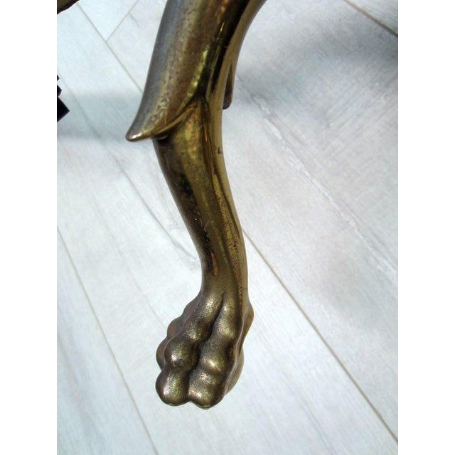 Late 18th Century Pair of French Claw Foot Fleur D Elise Finial Brass Andirons For Sale In Los Angeles - Image 6 of 7