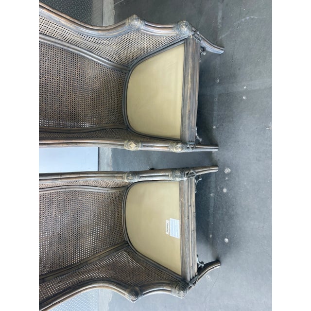 Lane Furniture Lane Venture Cane Wingback Chairs – Pair of Coastal Rattan Accent Chairs For Sale - Image 4 of 12