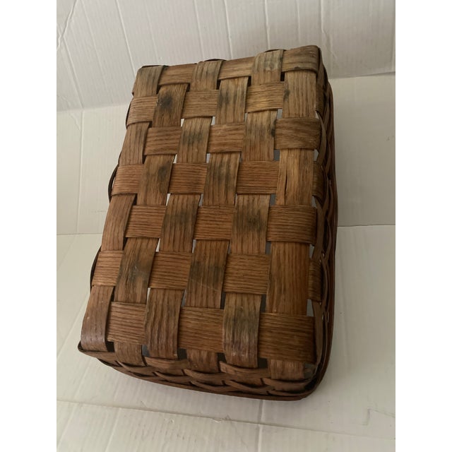 Antique Splint Oak Gathering Basket Circa 1900 For Sale - Image 4 of 12