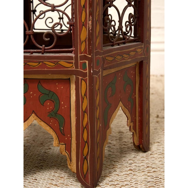 Vintage Moroccan Hand-Painted Hexagonal Side Table For Sale - Image 10 of 11