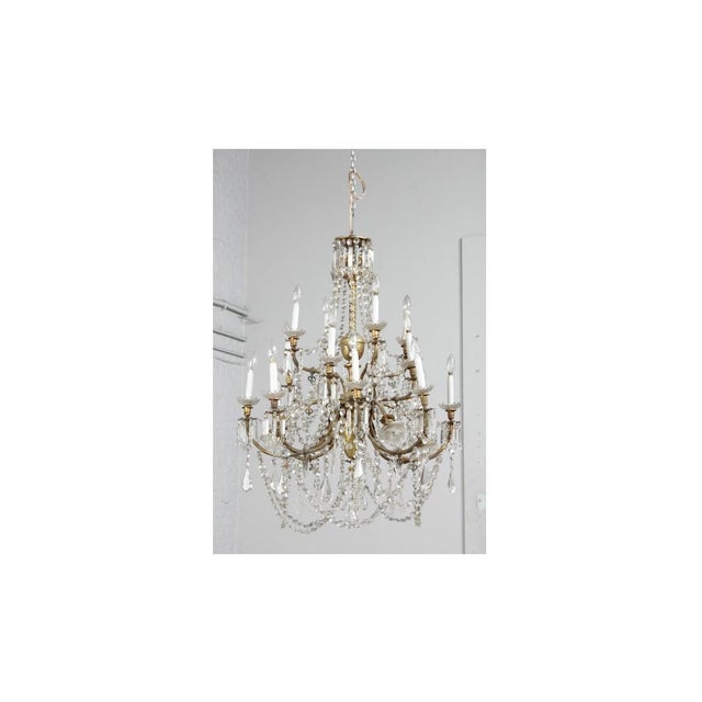 Louis XV Brass & Glass Chandelier, 1890s For Sale - Image 6 of 6