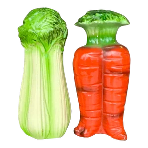 Vintage Boho Carrots and Celery Salt and Pepper Shaker Set