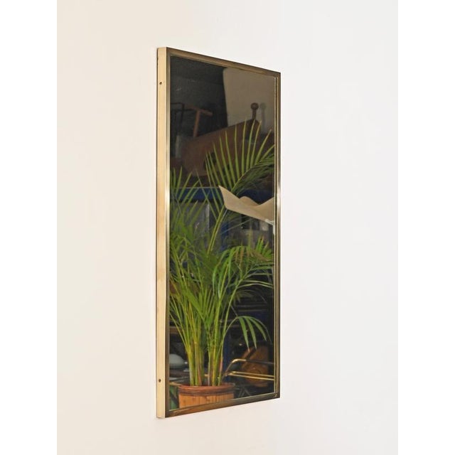 Gold Large Mid-Century Modern Italian Brass Rectangular Wall Mirror, Italy, 1950s For Sale - Image 8 of 12