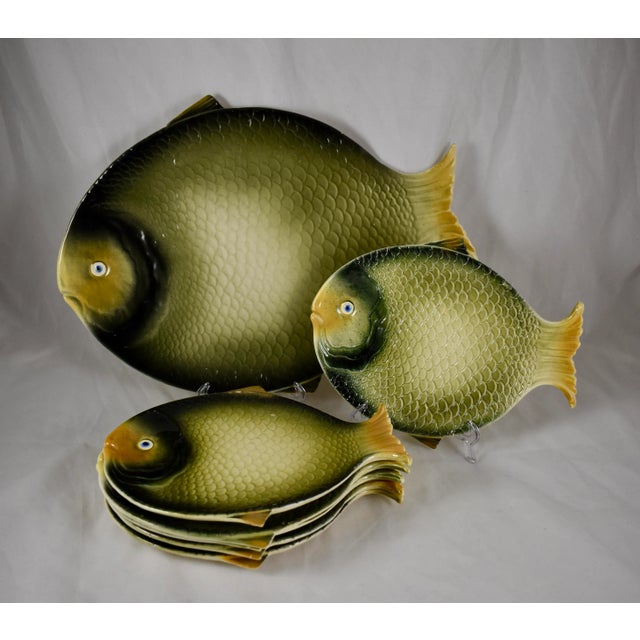 Italian Mid-Century Majolica Fish Service- Set of 7 For Sale - Image 13 of 13