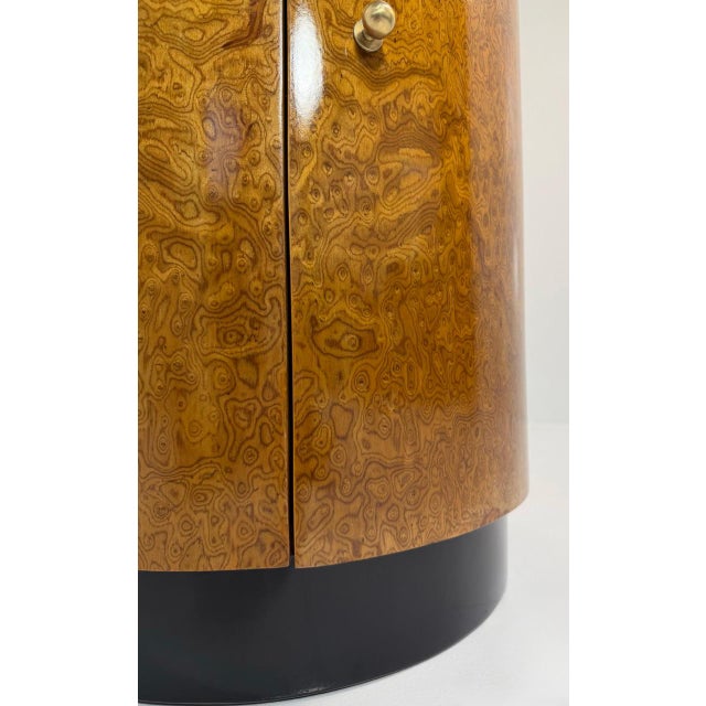 Italian Cylindrical Cabinet in Reconstituted Wood Veneer, 1980s For Sale - Image 6 of 13