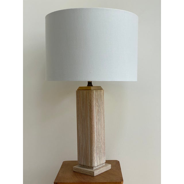 1940 S Whitewashed Oak Table Lamp Chairish