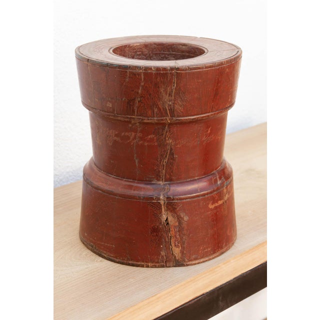 Painted Antique Turned Rice Grinder For Sale - Image 9 of 10
