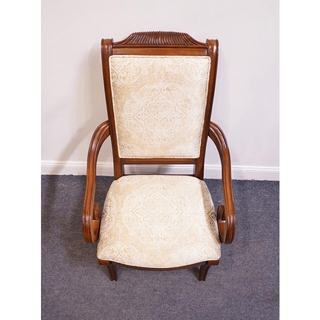 Brown Bernhardt Furniture Traditional Neoclassical Revival Mahogany Toned Upholstered Dining Arm Chair For Sale - Image 8 of 10