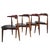 Exquisite dining set with a round extendable table and four teak chairs, closely following the design of Hans Olsen's...