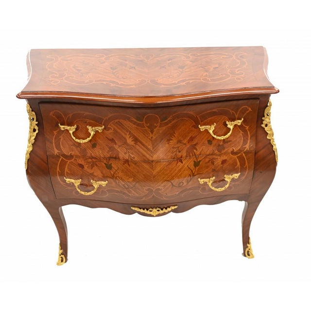 French Bombe Chest of Drawers with Marquetry Inlay For Sale - Image 3 of 11