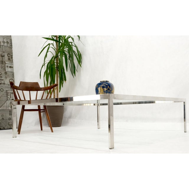 Metal Mid Century Modern Large Oversize Square Chrome Stainless Steel Coffee Table For Sale - Image 7 of 10