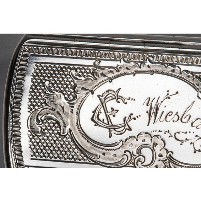 Intricate Engine Turned Pattern Antique Victorian 800 Silver Snuff Box Tobacciana For Sale - Image 4 of 13