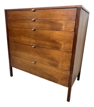 C. 1960 Florence Knoll for Knoll International Walnut Five Drawer Dresser