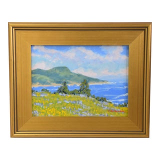 Marc Graison, California Coastal Painting Including the Antiqued Gold Wood Frame For Sale