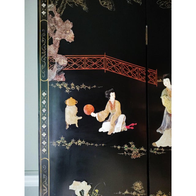 Early 20th Century Chinese Coromandel Soap Stone Screen For Sale - Image 14 of 18
