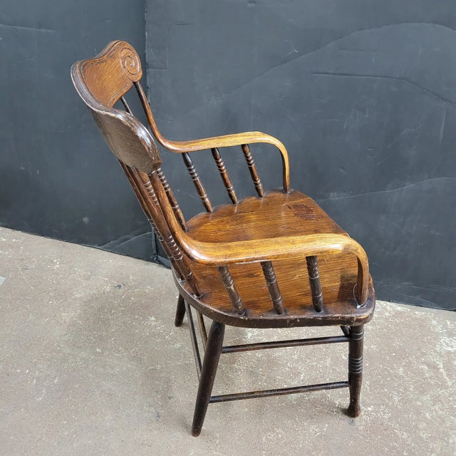Brown 1910s Edwardian Oak Tub Chair For Sale - Image 8 of 16