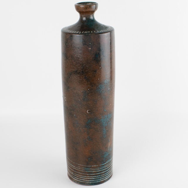 Yvon Roy for Atelier Montgolfier Glazed Terracotta Ceramic Vase, circa 1950 For Sale - Image 4 of 10