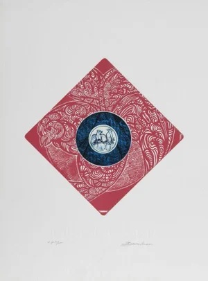 Martin Barooshian, "Blue Jays," Intaglio Etching