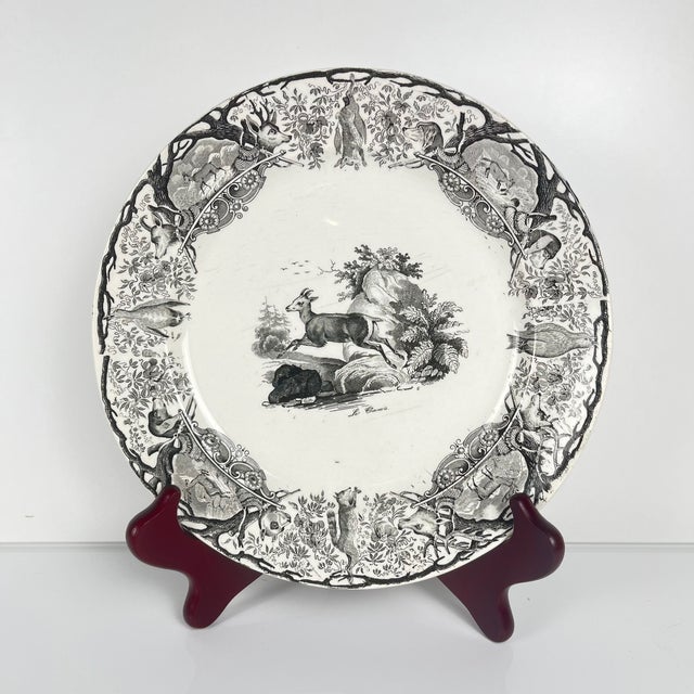 Black Antique U&C Plates from Sarreguemines, 1850, Set of 3 For Sale - Image 8 of 15