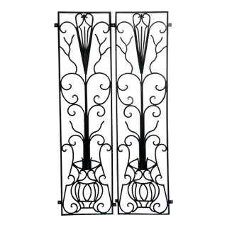 Vintage Deco Wrought Iron Panels - A Pair For Sale