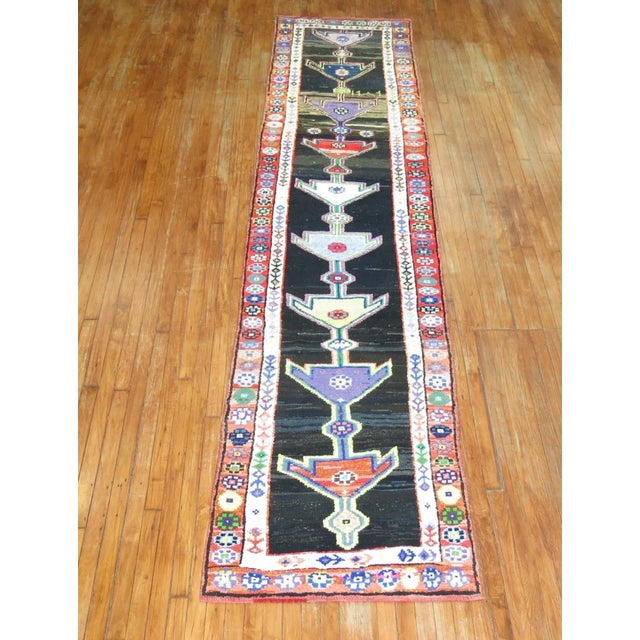 A mid-20th Century Turkish Anatolian Runner with a funky geometric design. Professionally Cleaned and able to endure heavy...