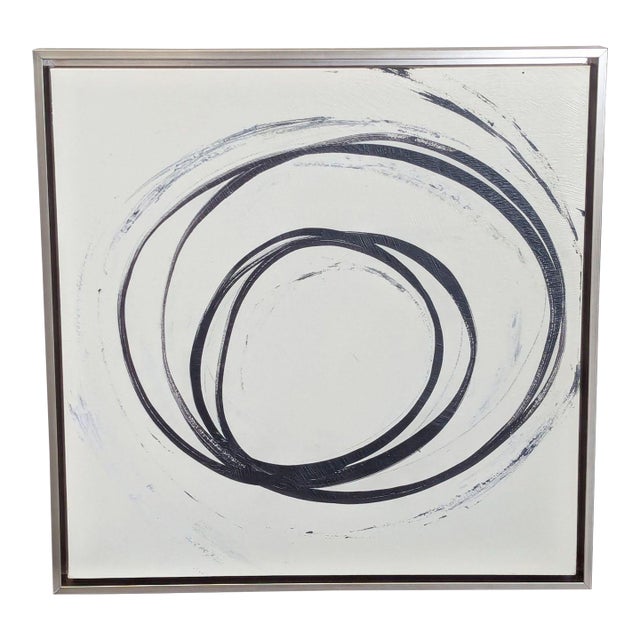 Modern Minimalist Abstract Circle Painting With Frame For Sale