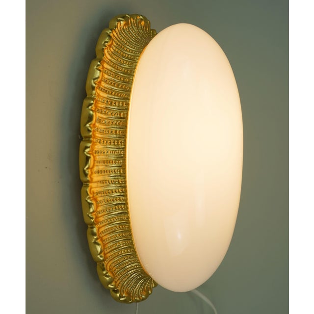 Vintage Glass Sconce with 234 Opaline Glass and Gilt Aluminum from Glashütte Limburg, 1970s For Sale - Image 6 of 16