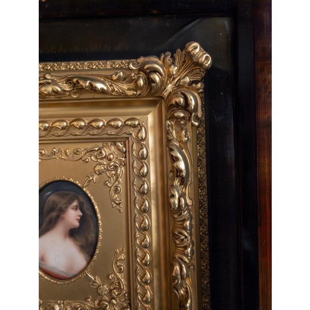 19th Century German KPM Style Miniature Portrait on Porcelain in Shadowbox Frame For Sale - Image 14 of 18