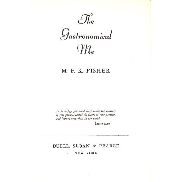 FISHER, M.F.K. [295] pp. Duell, Sloan & Pearce 1949 First Edition 8 1/4" x 5 7/8" Fisher's acclaimed food memoir, uncommon...