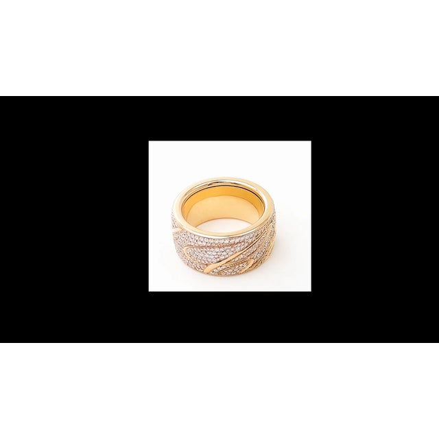 Chopard Chopard Chopardissimo 18k Yellow Gold Pave Diamond Signature Band Ring Box Paper For Sale - Image 4 of 11