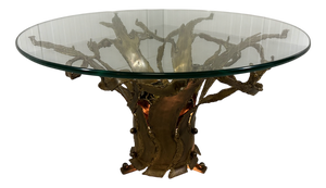 Brutalist Illuminated Dark Brass Coffee Table, 1960s