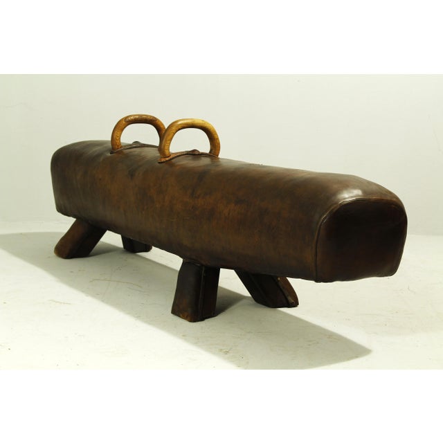 Vintage Leather Gym Pommel Horse Bench, 1900s For Sale - Image 6 of 15